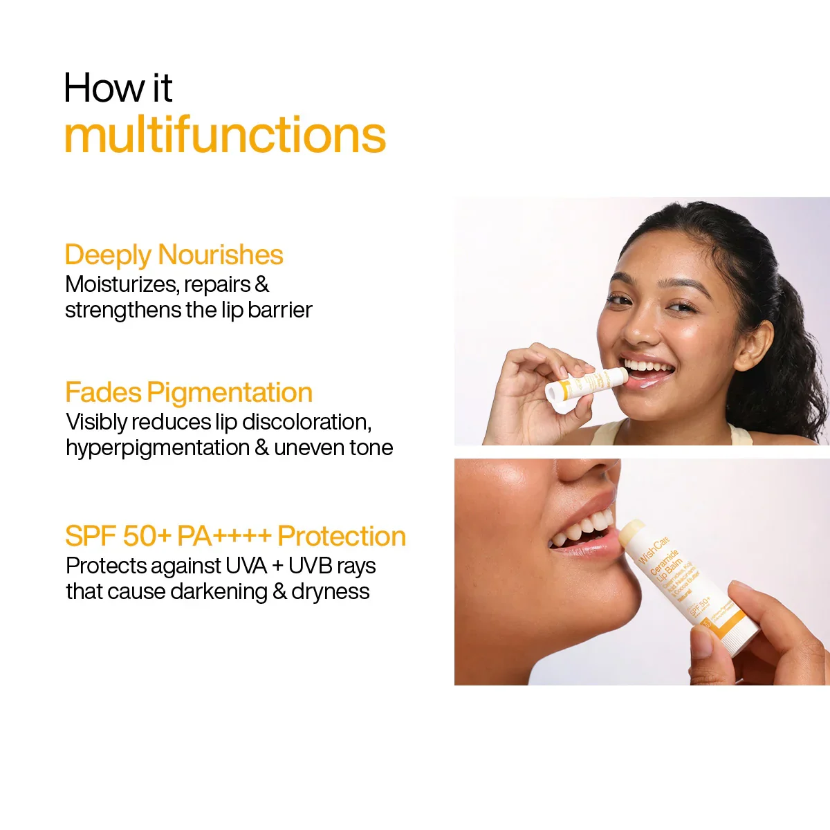 WishCare Ceramide Lip Balm With SPF 50 PA+++ Untinted (5g)