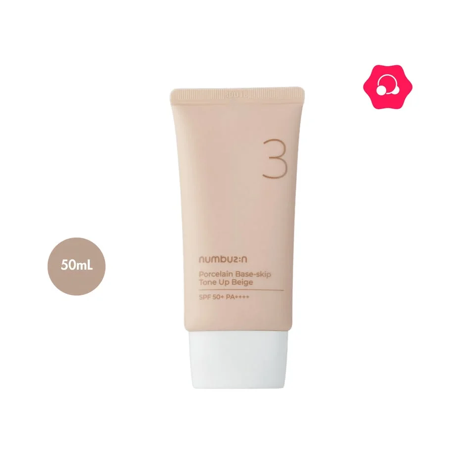 numbuzin No. 3 Porcelain Base Skip Tone Up Beige Sunscreen SPF 50+ PA++++ (50mL)