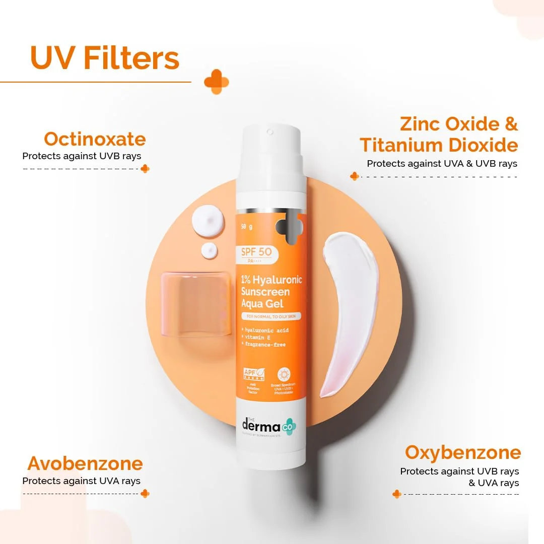 The Derma Co 1% Hyaluronic Sunscreen Aqua Gel SPF50+ PA++++ Travel Size (50g)
