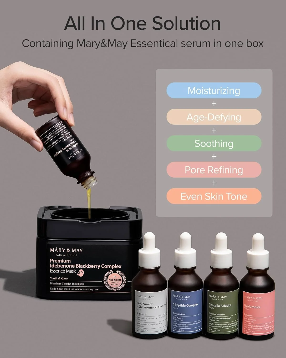 Mary & May Premium Idebenon Blackberry Complex Essence Mask (20 Masks)