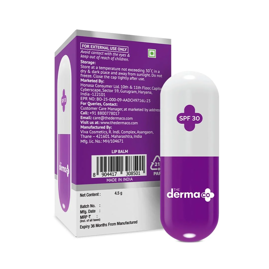 The Derma Co 1% Kojic Acid Lip Balm with Alpha Arbutin & Hyaluronic Acid with SPF 50+ PA++ (4.5g)