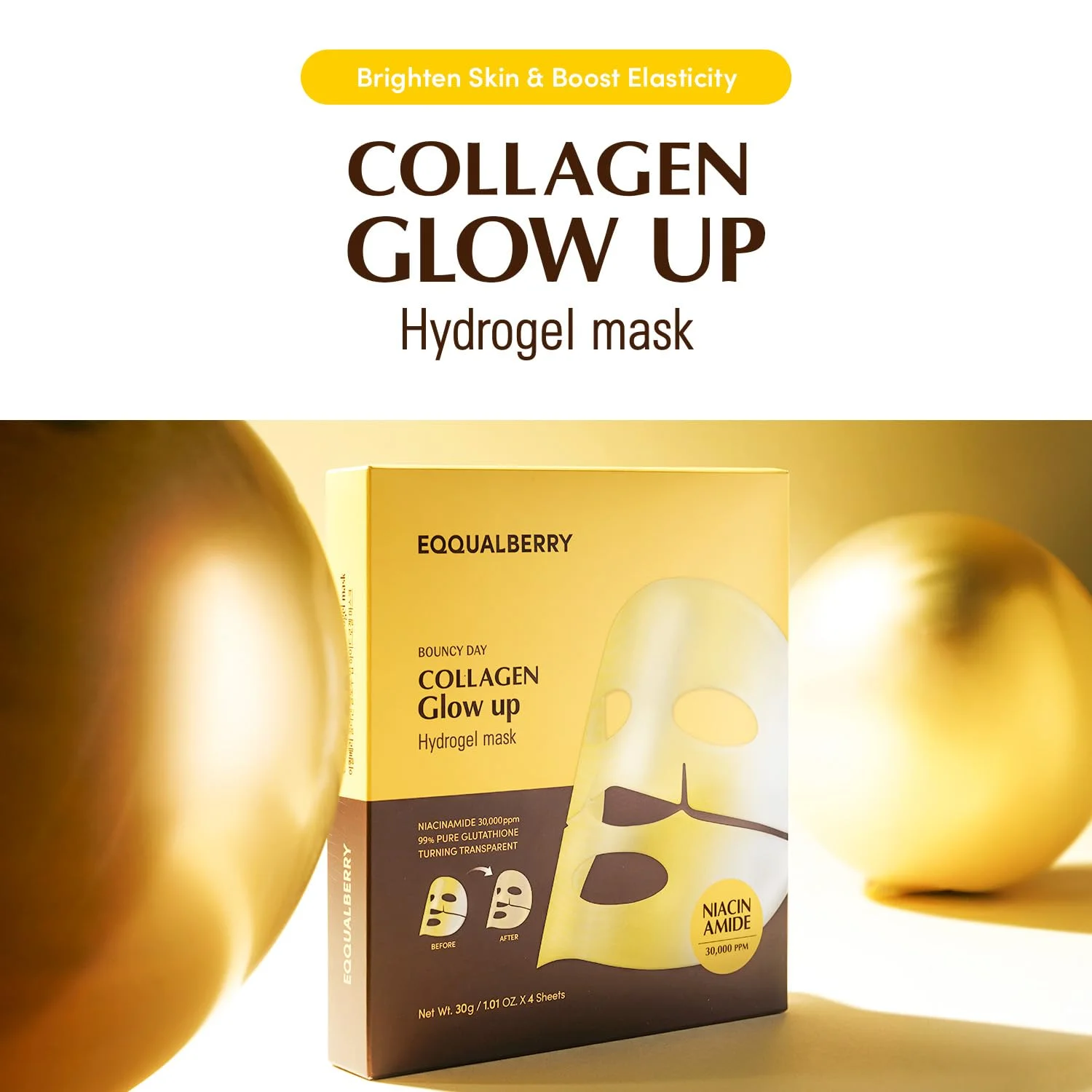 EQQUALBERRY Collagen Glow Up Hydrogel Mask Set (4 Mask)