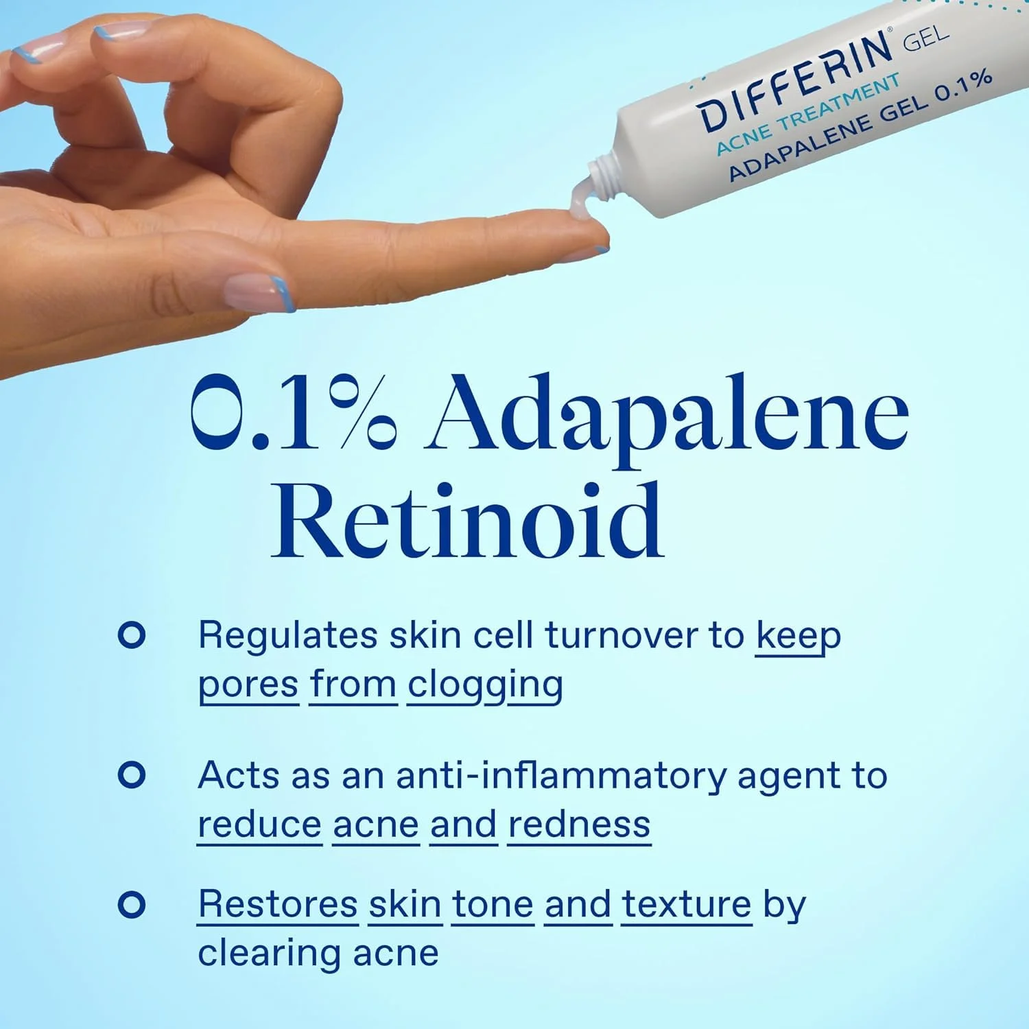 Differin Gel Adapalene Gel 0.1% Acne Treatment Travel Size (15g)