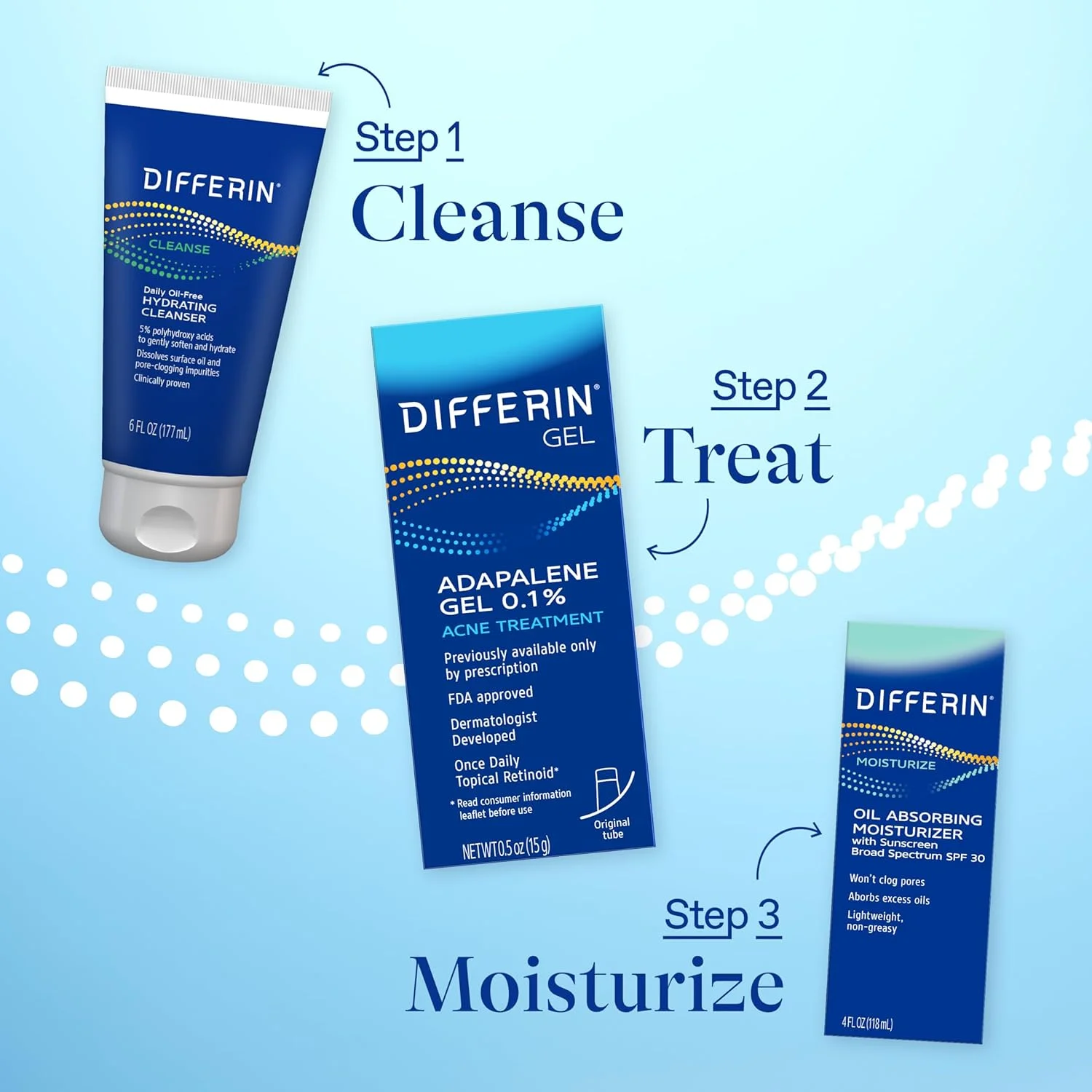 Differin Gel Adapalene Gel 0.1% Acne Treatment Travel Size (15g)
