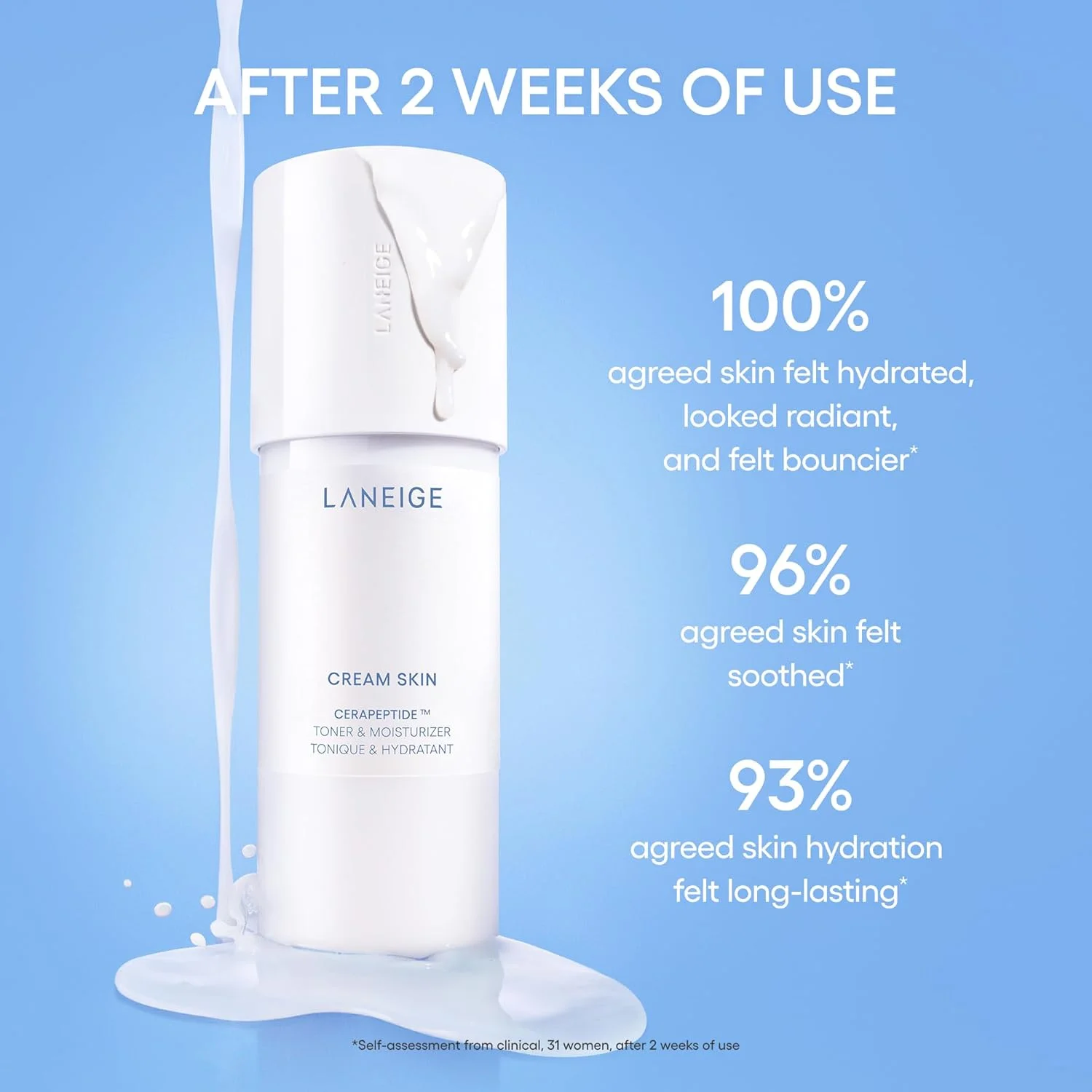 LANEIGE Cream Skin Cerapeptide Refiner Toner & Moisturizer Travel Size (50mL)