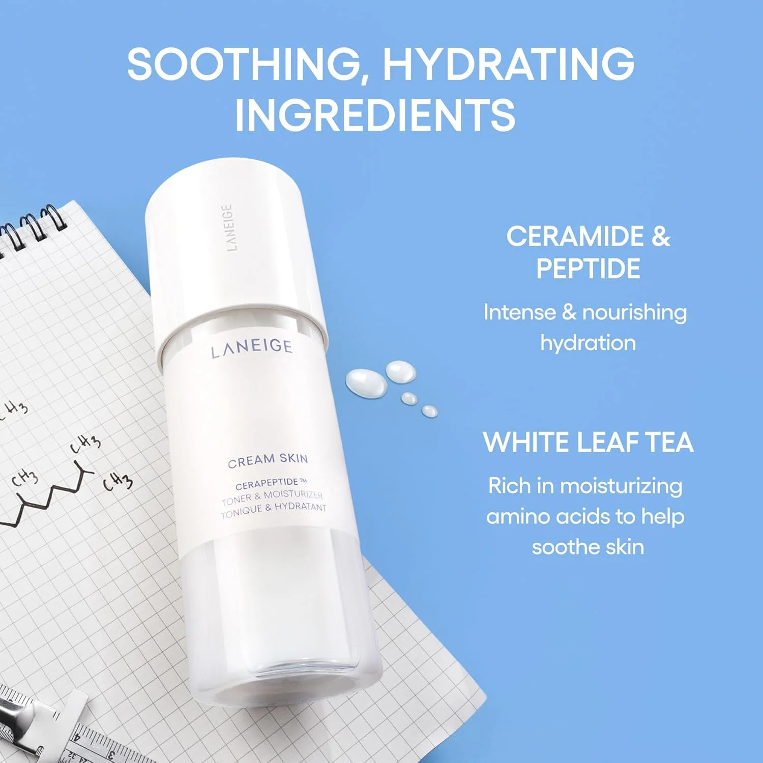 LANEIGE Cream Skin Cerapeptide Refiner Toner & Moisturizer Travel Size (50mL)