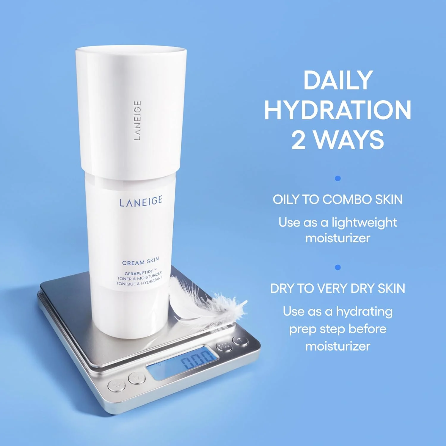 LANEIGE Cream Skin Cerapeptide Refiner Toner & Moisturizer Travel Size (50mL)