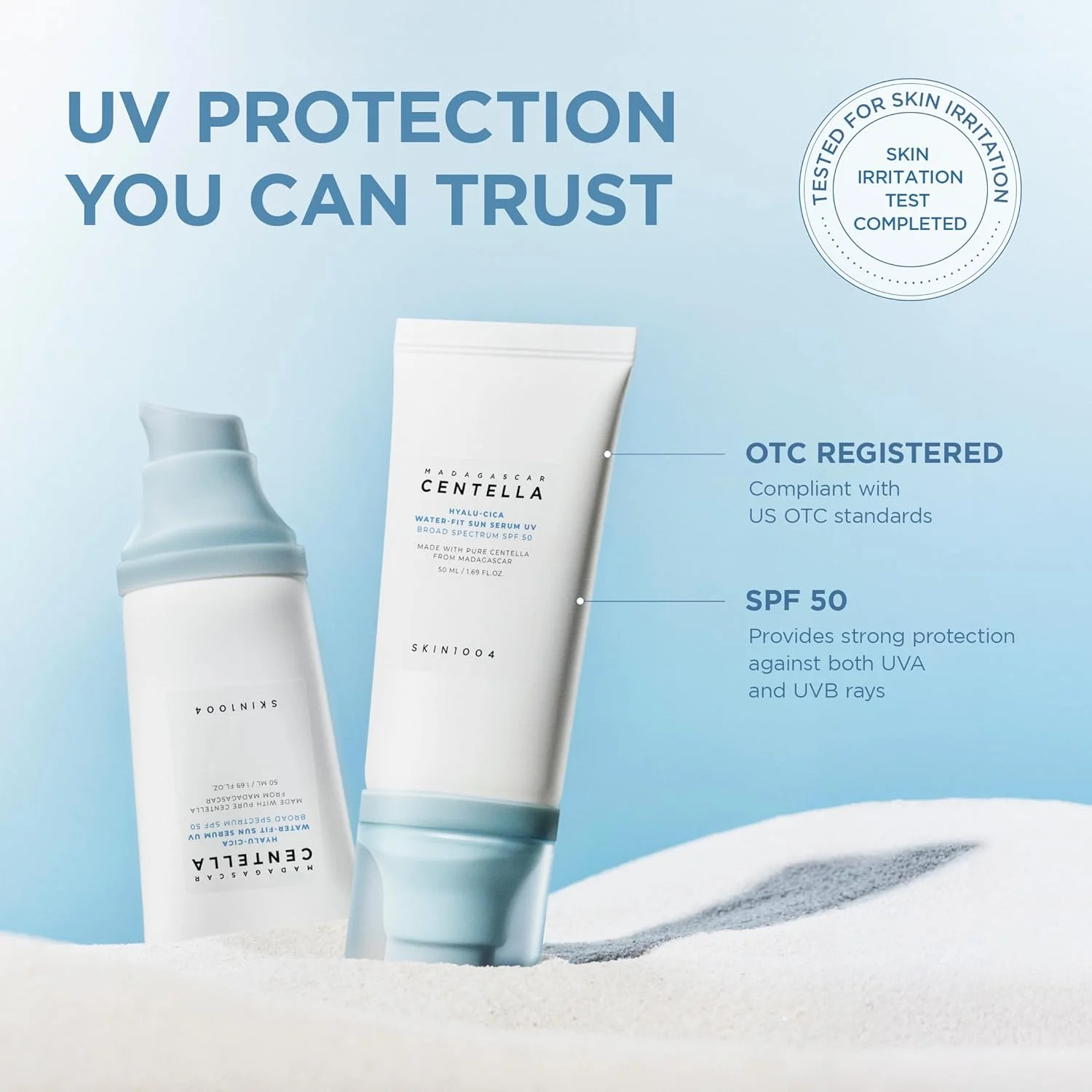 SKIN1004 Madagascar Centella Hyalu Cica Water Fit Sun Serum UV SPF50+ PA++++ (50mL)