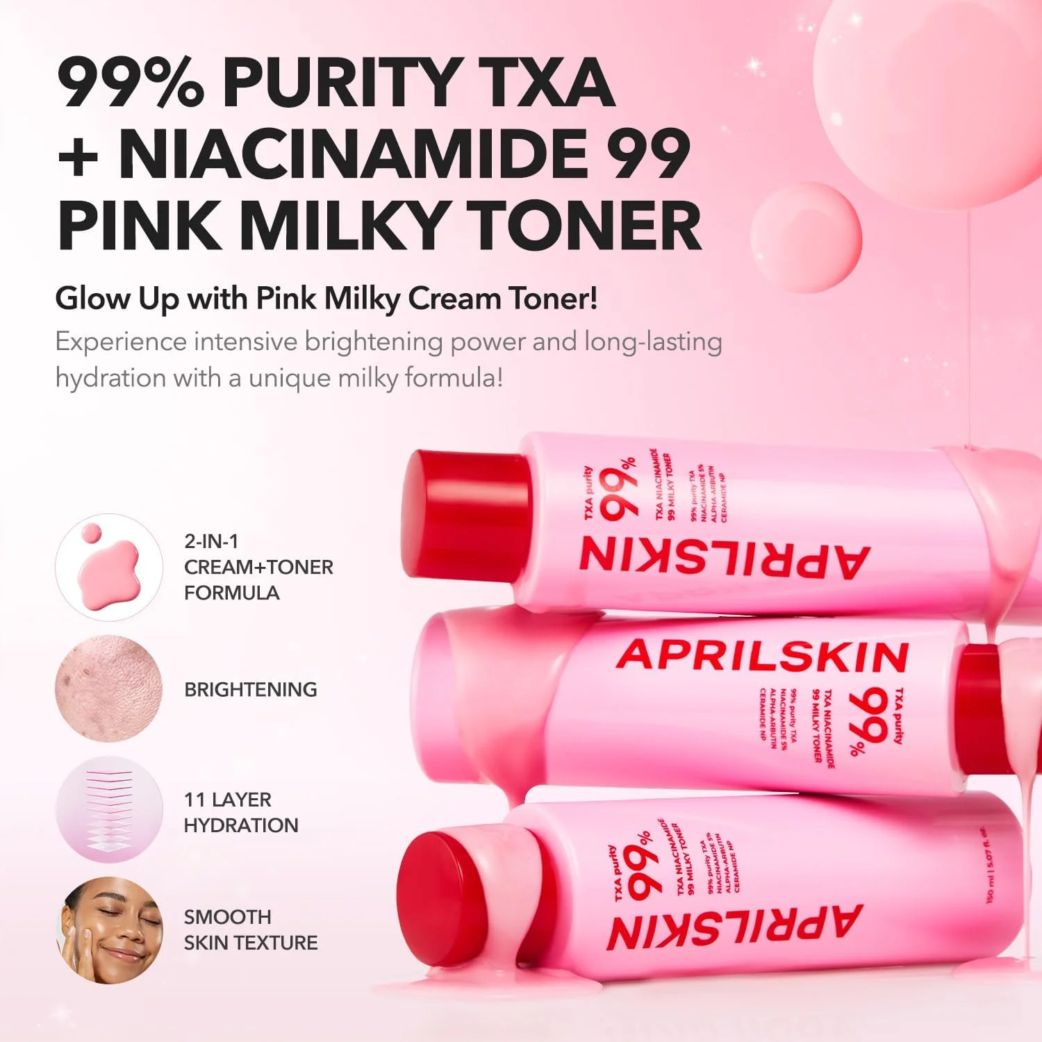 APRILSKIN TXA Niacinamide Toning Shot 99 Milky Toner (150mL)