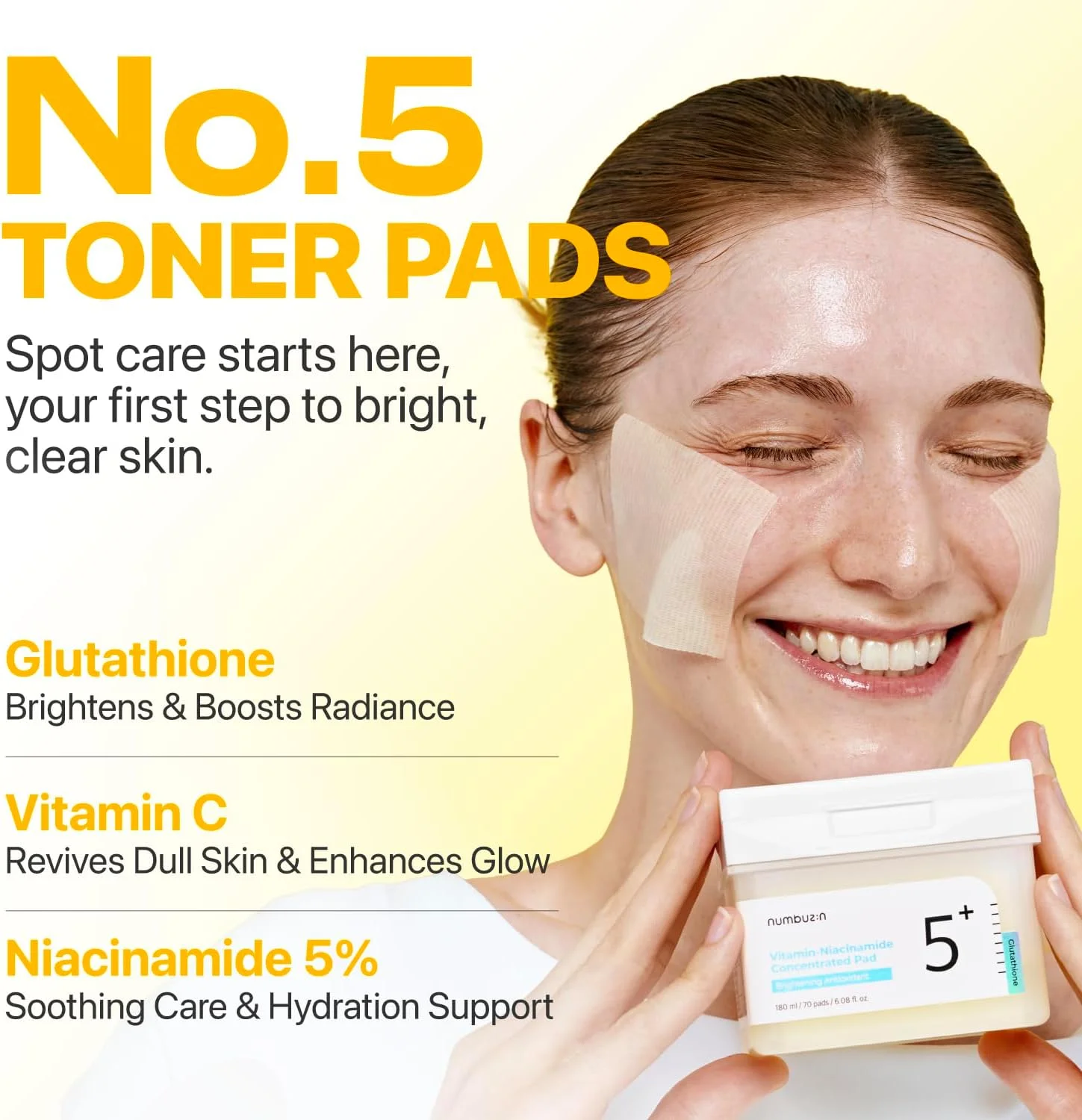 numbuzin No. 5+ Glutathione Vitamin Niacinamide Concentrated Pad (70 Pads)