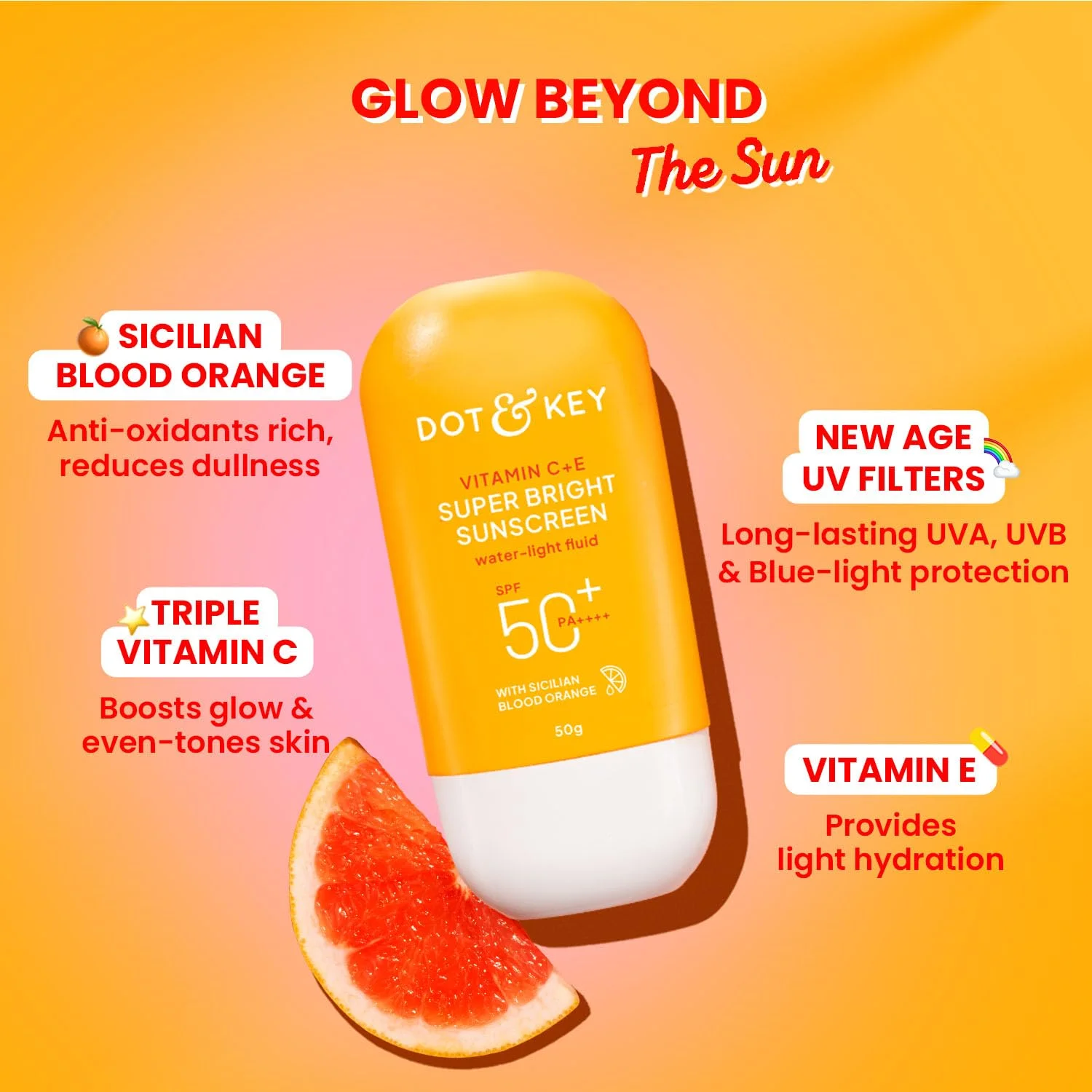 DOT & KEY Vitamin C + E Super Bright Sunscreen SPF 50+ PA++++ Travel Size (50g)
