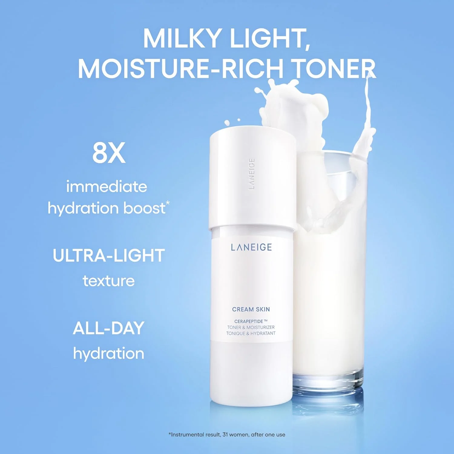 LANEIGE Cream Skin Cerapeptide Refiner Toner & Moisturizer Travel Size (50mL)