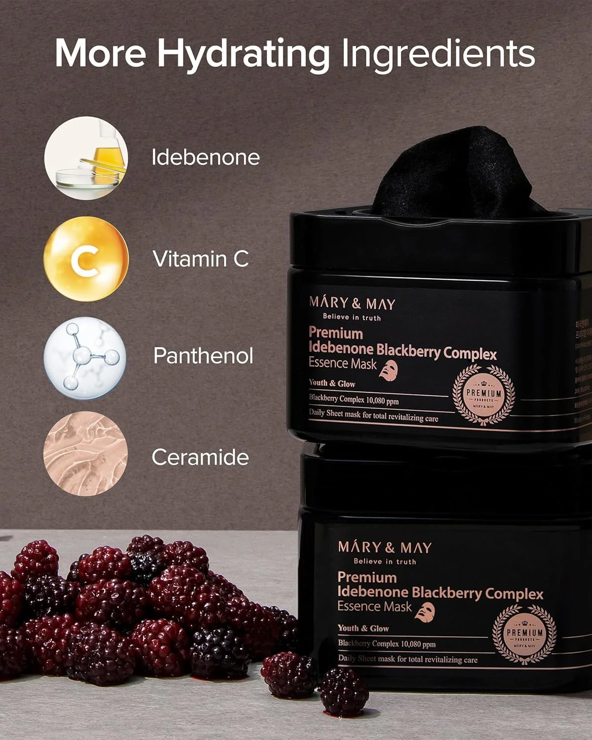Mary & May Premium Idebenon Blackberry Complex Essence Mask (20 Masks)