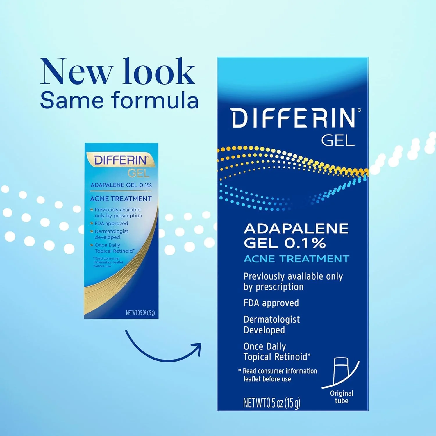 Differin Gel Adapalene Gel 0.1% Acne Treatment Travel Size (15g)