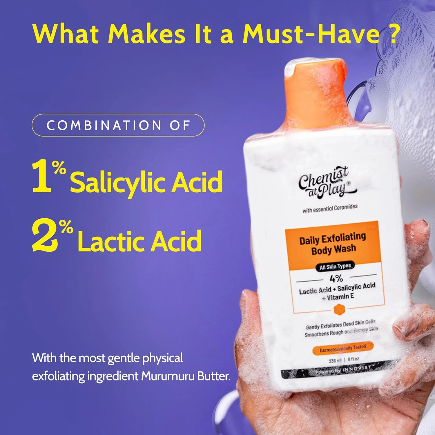 Chemist at Play Exfoliating Body Wash 4% Lactic acid + Salicylic Acid + Vitamin E (236mL)