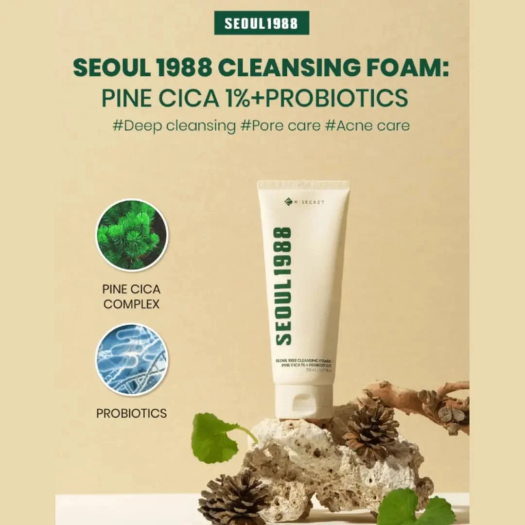 K-SECRET Seoul 1988 Cleansing Foam : Pine Cica 1% + Probiotics (150mL)