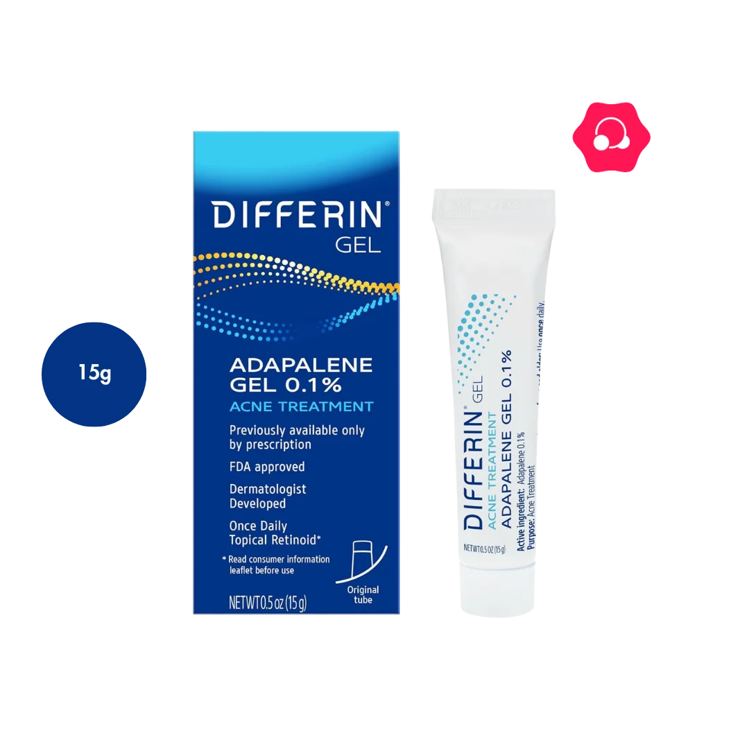 Differin Gel Adapalene Gel 0.1% Acne Treatment Travel Size (15g)